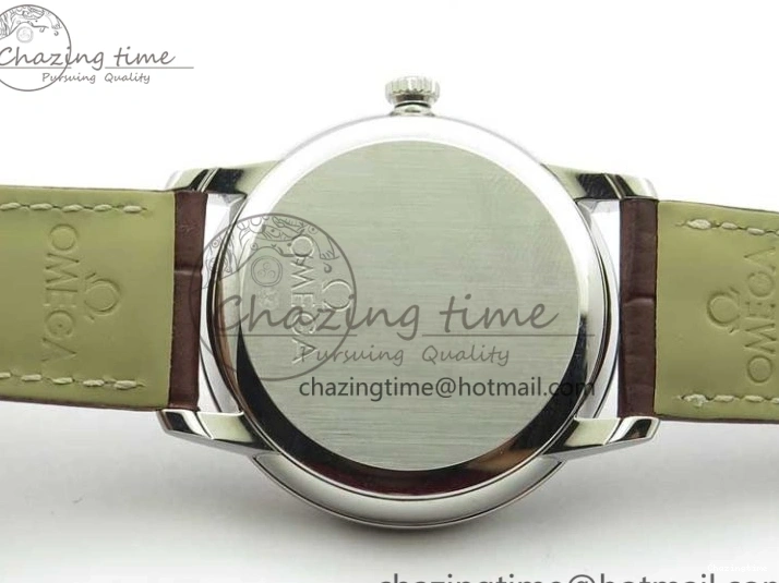 0110 Affordable De Ville Prestige Real PR SS ZF 1:1  Best Edition White Dial YG Markers Brown Leather Strap MIYOTA 7899